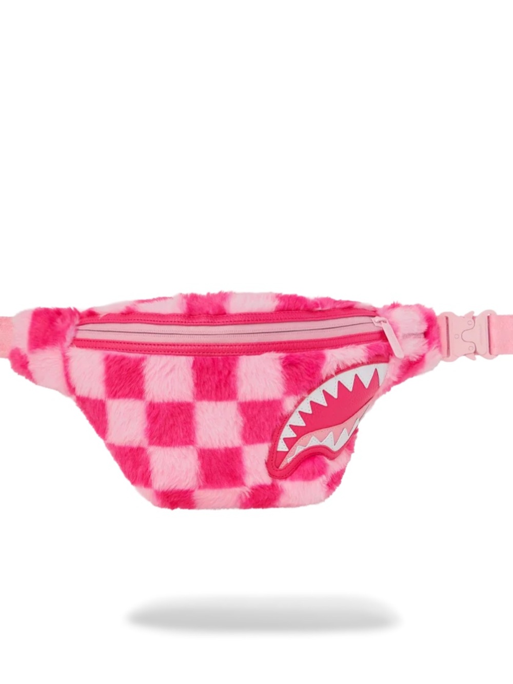 Sprayground Pink Checkered Plush Fanny Pack